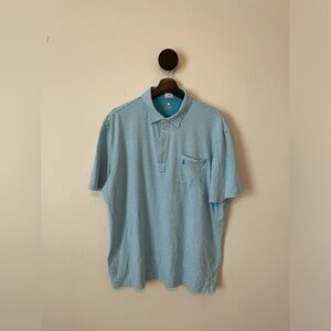 Johnnie-O Dante Polo Shirt Men’s XL Yacht Blue Striped Short Sleeve Collared